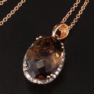 $3750 / NEW / EFFY / Diamond & Smoky Necklace / 14K Gold